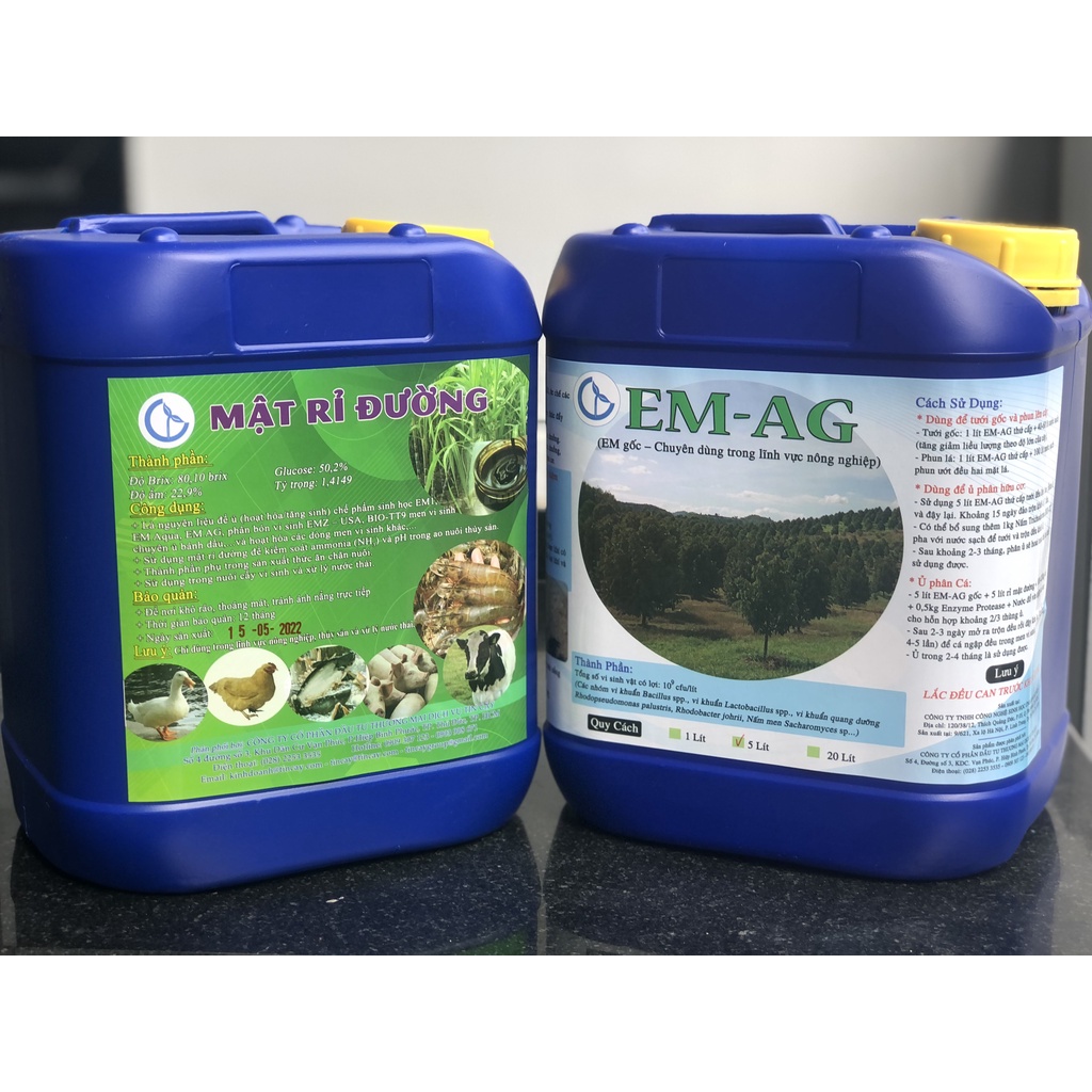 Combo Ủ Phân Hữu Cơ: 5 lít EM AG  Và 7kg Mật Rỉ Đường Chuyên Dùng Trong Nông Nghiệp, Ủ Bánh Dầu, Ủ Đậu Tương,...