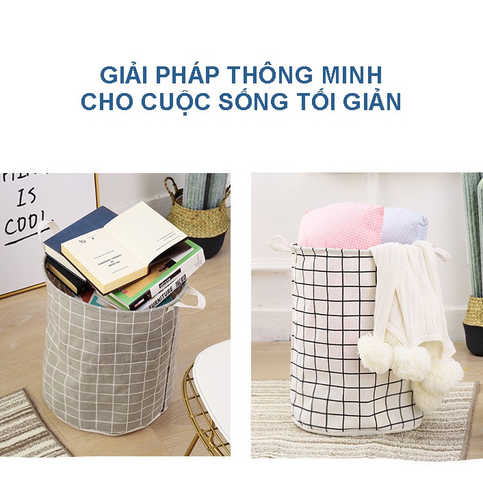 [Mua 4 tặng 1] Giỏ vải đựng quần áo, sọt vải đựng quần áo, túi vải đựng quần áo chống thấm họa tiết siêu đẹp 2021