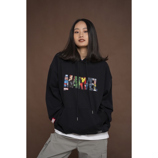 Áo Hoodie Nỉ Mũ Unisex BOO Dáng Rộng In Graphic Logo Marvel Phong Cách Cá Tính