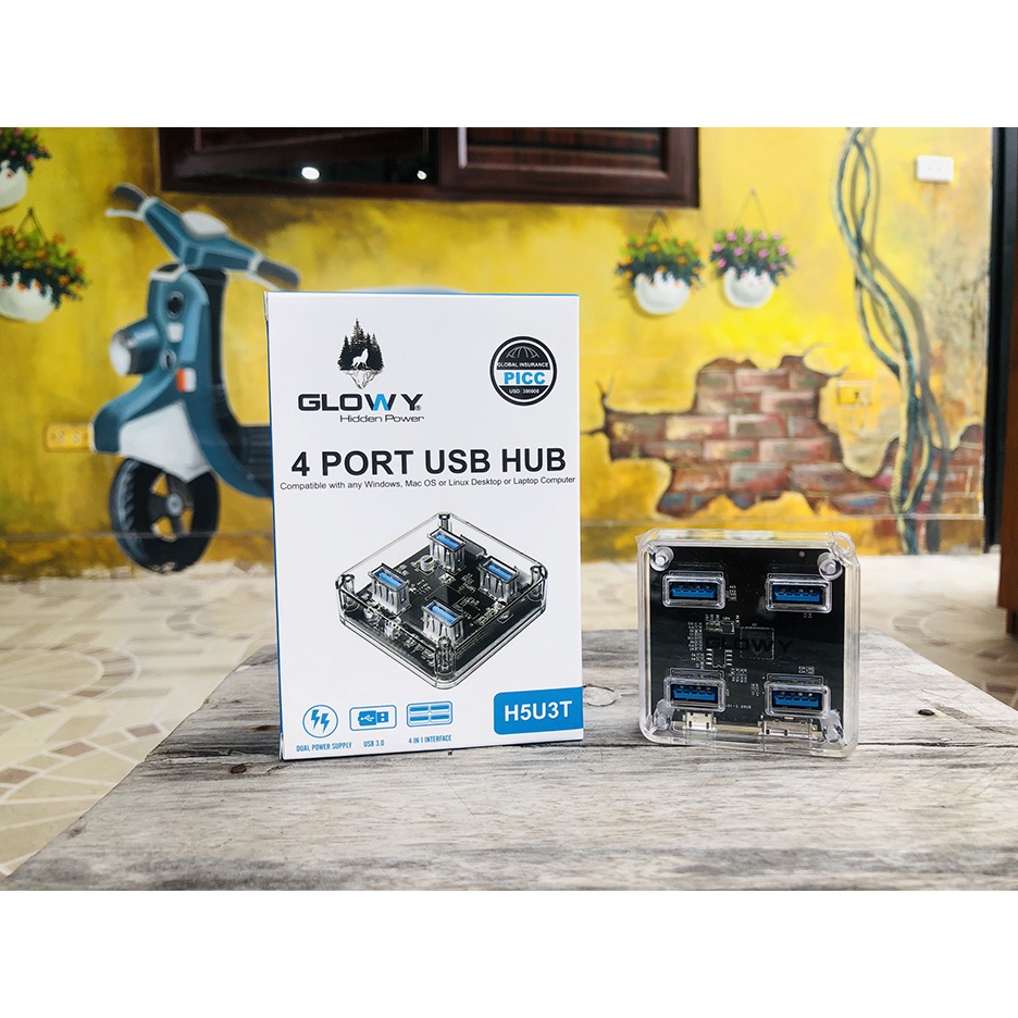Bộ chia 4 cổng USB - Hub USB Gloway H5U3T - Bảo hành 12 tháng