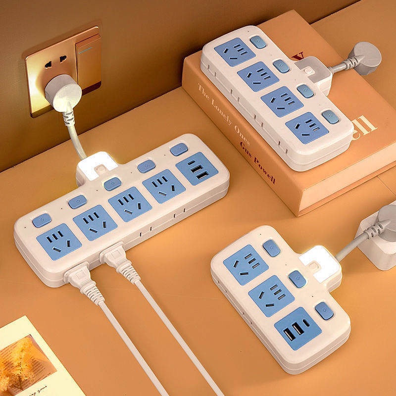 Household Short Line Converter Multi-Functional Socket Small Night Lamp USB Office Power Strip One to Multi Conversion Plug Power Strip rrmX