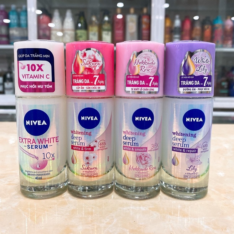 Lăn khử mùi nữ 48h Nivea - Lăn khử mùi nách Serum 40ml | lăng nách Lily/ Hồng Hokkaido | Lăng nách Nivia Sakura