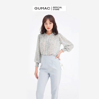 Áo sơ mi tay nhún GUMAC họa tiết hoa xinh xắn AB602