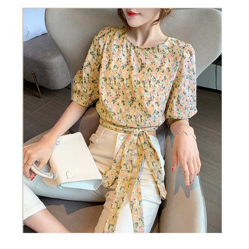 ÁO HOA CROPTOP THẮT NƠ EO XINH SẮN