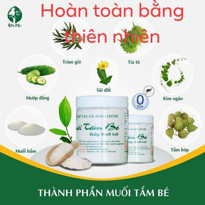 Muối Tắm  Bé Sinh Dược Độc Mộc + Muối tắm độc mộc hết rôm sảy mề đay, tràm sữa, mẩn ngứa VDCĐ