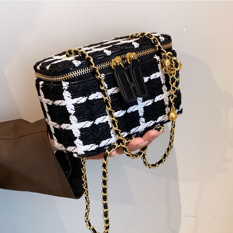 Túi Đeo JASMIN NOIR Chéo Bằng Len Phối Dây Xích Thời Trang Dành Cho Nữ