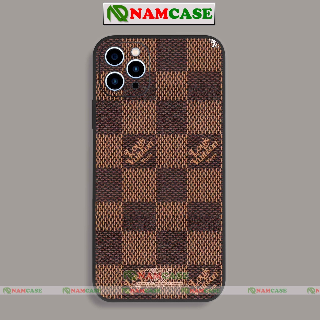 Ốp lưng điện thoại iPhone LV louis vuitton cạnh viền vuông silicon dẻo ip 6/6s/7/8/X/XS/XR/11/12/13/14 Pro Plus Max