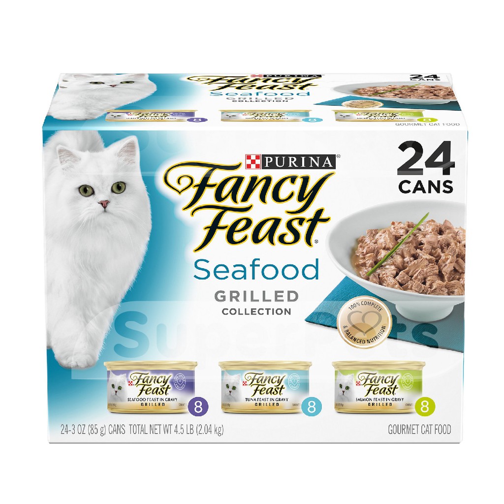 [ 85g ] Fancy Feast Grilled Salmon Feast in Gravy Canned Cat Food Mix 3 Vị