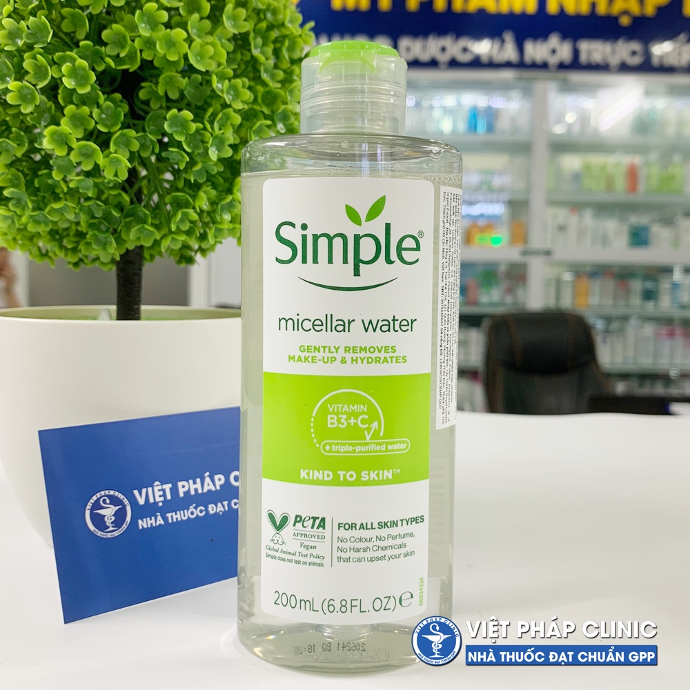 Nước tẩy trang loại bỏ bụn bẩn, dầu nhờn - Simple Kind to Skin Micellar Cleansing Water