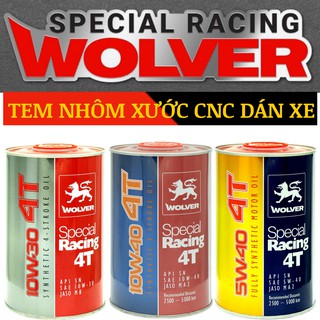 Tem nhôm xước dán xe Wolver Special Racing