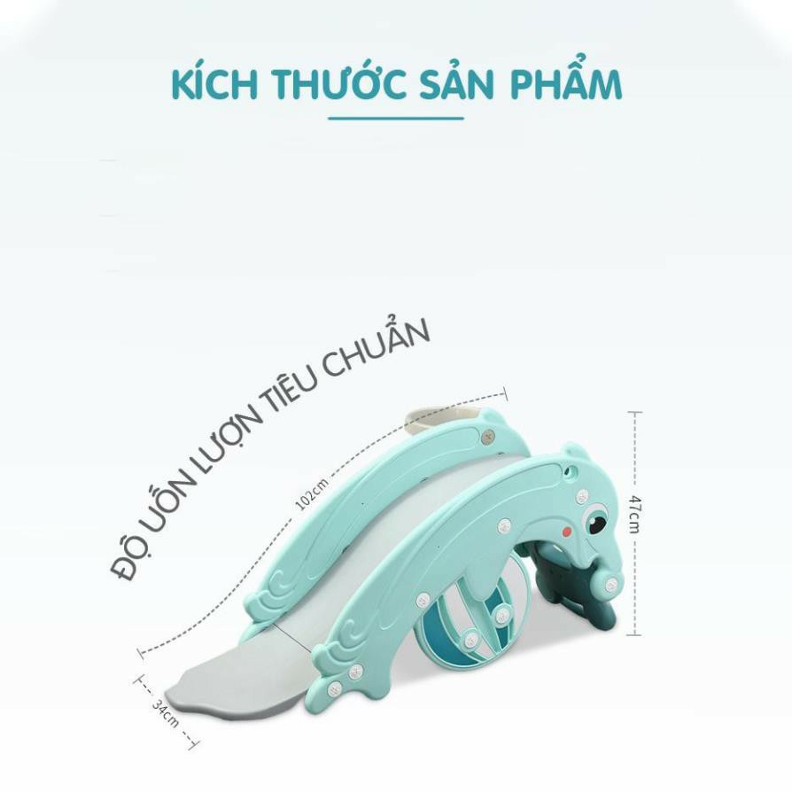 Cầu trượt bập bênh 3 in 1 cá heo Holla ( cầu trượt, bập bênh, bóng rổ)