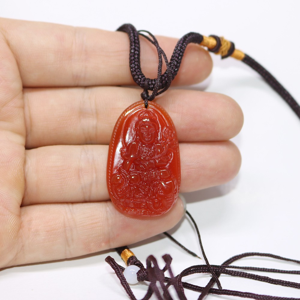 Dây chuyền vòng đeo cổ mặt phật bản mệnh người tuổi Tuất, tuổi Hợi đá tự nhiên cao cấp - Phật A Di Đà size nhỏ