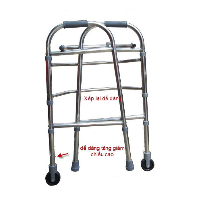 Khung tập đi có bánh xe nâng hạ dành cho người già, người khuyết tật Việt Nam