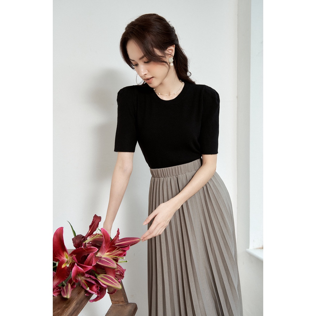 Len cộc tay cổ tròn gân vai bồng ly TIIN STORE G21026