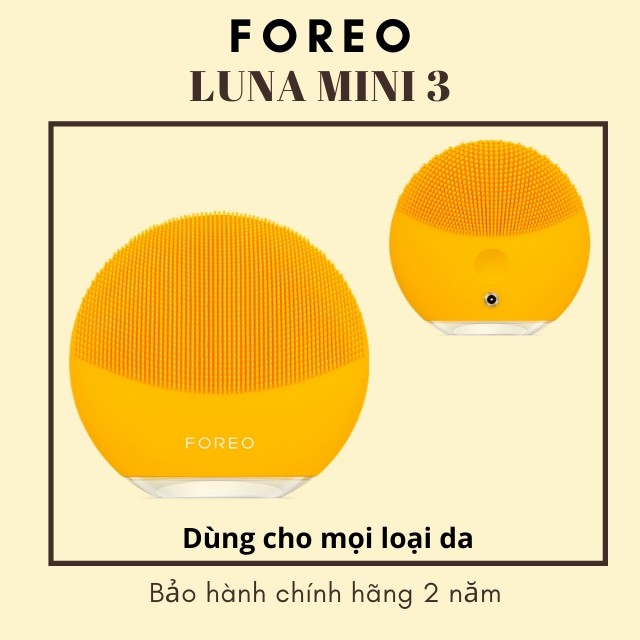 Máy rửa mặt F.O.R.E.O L.U.N.A M.I.N.I 3 màu vàng cho mọi loại da [BH chính hãng]