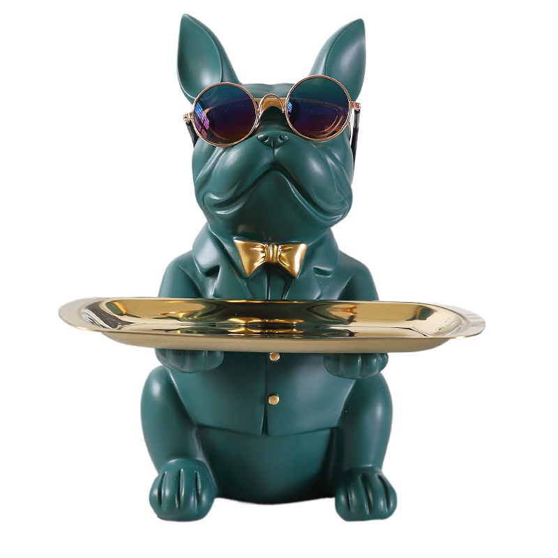 Tượng Chó Bulldog, Khay Đựng Chìa Khóa Trang Trí Nhà Cá Tính Sang Trọng