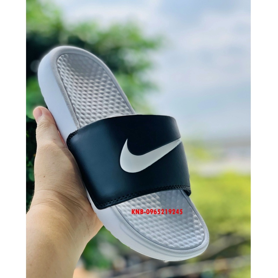 ♥️ Sale sốc +Ảnh Thật ♥️ dép nike quai ngang nam nữ, dép quai ngang thể thao nam nữ 𝐍𝐈𝐊𝐄-𝐁𝐞𝐧𝐚𝐬𝐬𝐢 màu trắng quai đen