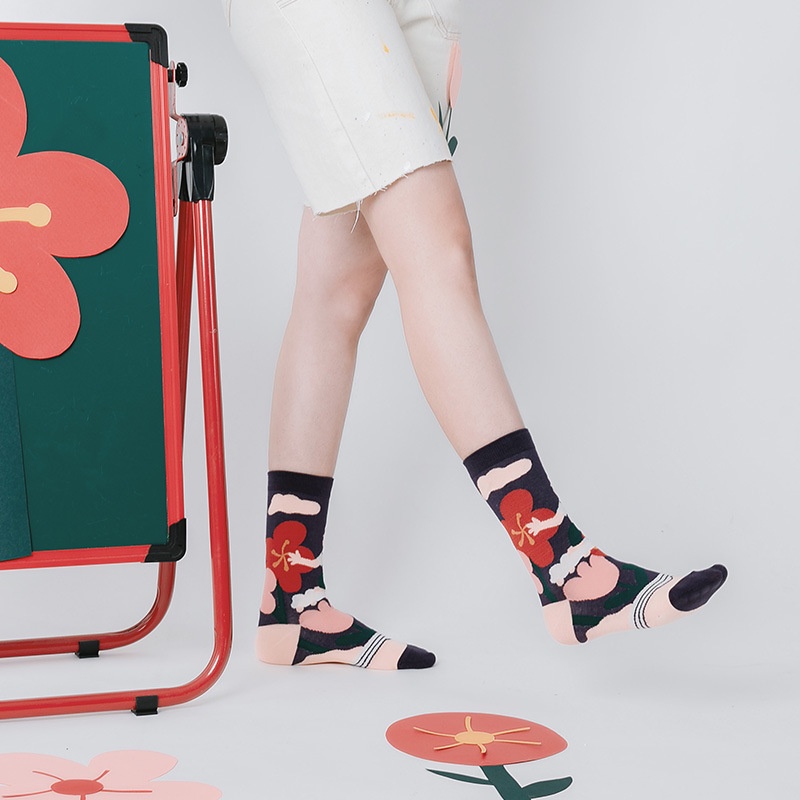 Vớ WAFNHA D19 vải cotton thời trang 4 mùa phong cách mới unisex