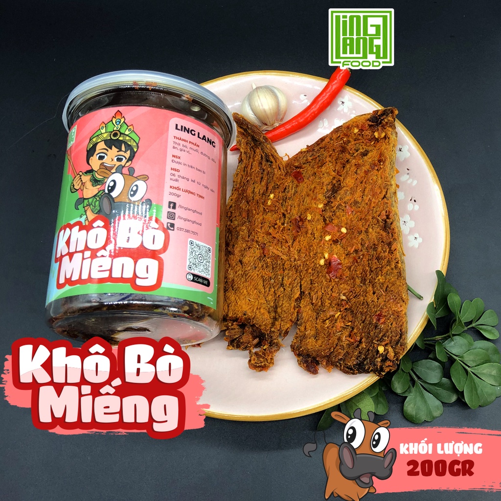 Khô bò miếng 200g, Thịt bò khô nguyên miếng LING LANG FOOD [loại đặc biệt] | BigBuy360 - bigbuy360.vn