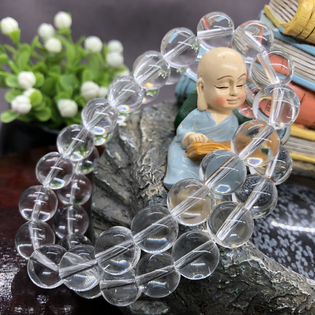 Vòng Tay Chuỗi Hạt Đá Thạch Anh Màu Trắng Kích Thước 6 / 8 / 10 / 12mm