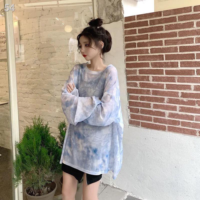 Mùa hè năm 2021 phiên bản Hàn Quốc của quần áo chống nắng dạng lưới rộng rãi nhìn xuyên thấu phụ nữ mỏng và lườ