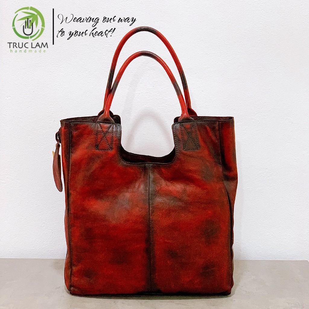 Túi Tote Thời Trang Nữ Dáng Dài Da Thật Cao Cấp Màu Ombre – Trúc Lâm Handmade