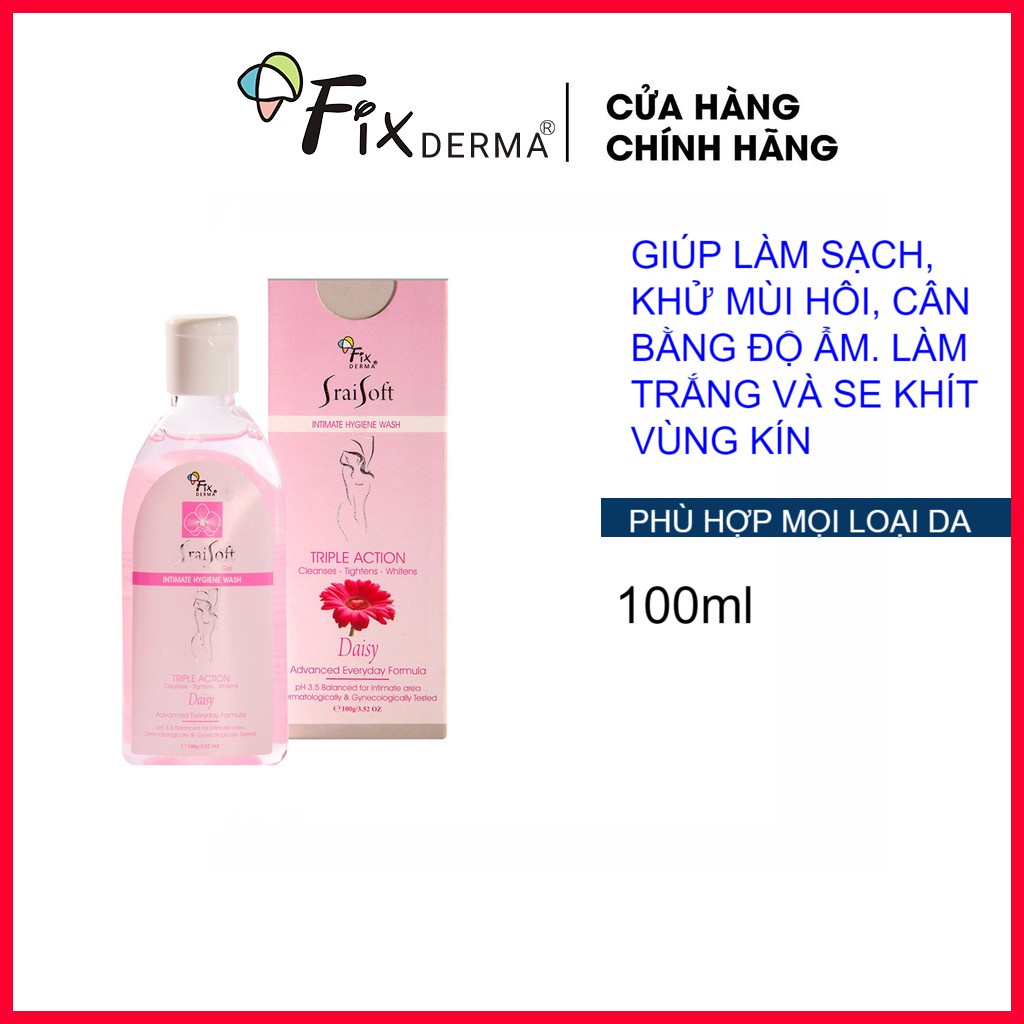 Gel Vệ Sinh Phụ Nữ Khử Mùi Giữ Ẩm Se Khít Fixderma Srai Soft Gel Daisy -  Hương Hoa Cúc 100g