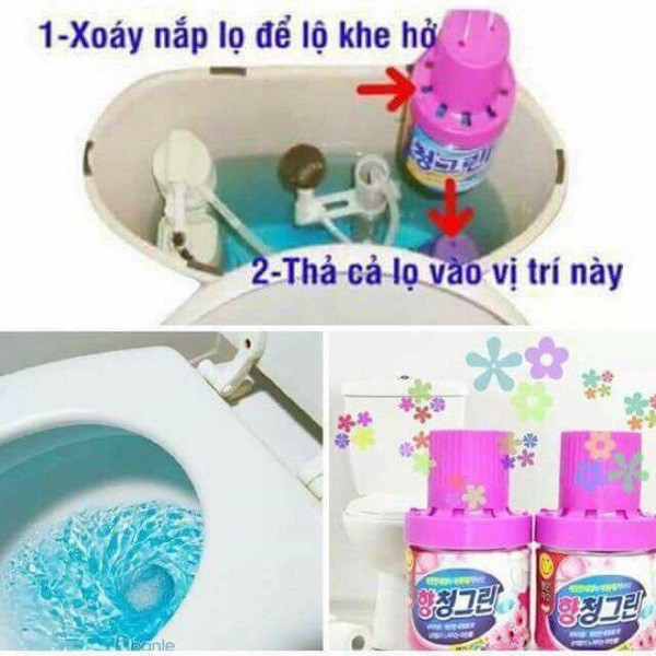 Cốc thả bồn cầu khử mùi Hàn Quốc hương hoa 450ml- Cam kết chính hãng