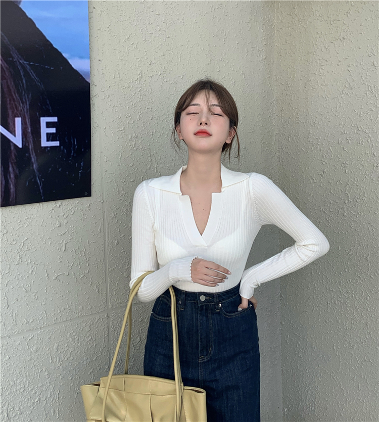 Áo kiểu ngắn tay dài cổ polo chữ V ôm dáng mẫu 2021 thời trang mùa thu mới quyến rũ dành cho nữ WD1424 | BigBuy360 - bigbuy360.vn