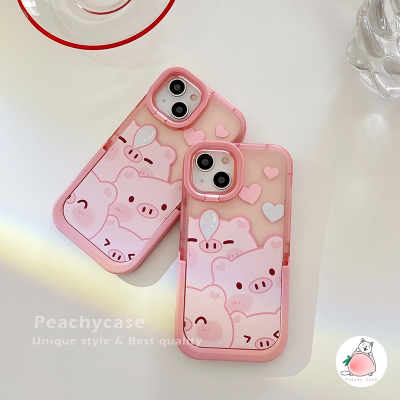 Ốp Điện Thoại TPU Mềm Có Giá Đỡ Hình Heo Hồng Dễ Thương Cho iPhone 13 12 Pro Max 11 Xr Xs Max X