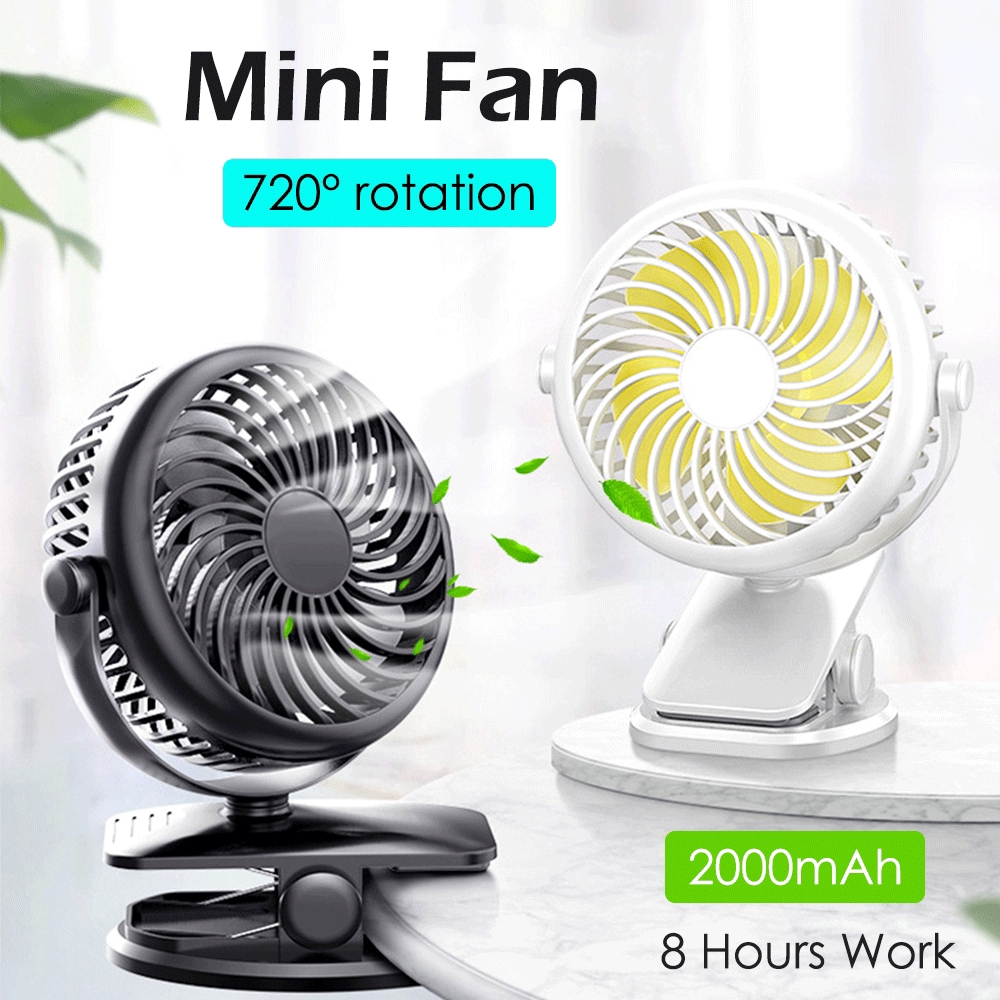 Quạt Mini Cầm Tay Xoay 720 Độ Sạc Pin 2000mah Nhỏ Gọn Tiện Dụng