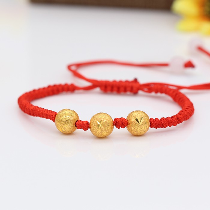 Vòng Tay Chỉ Đỏ May Mắn Hạt Bi Charm Vàng XB-V30-Bảo Ngọc Jewelry