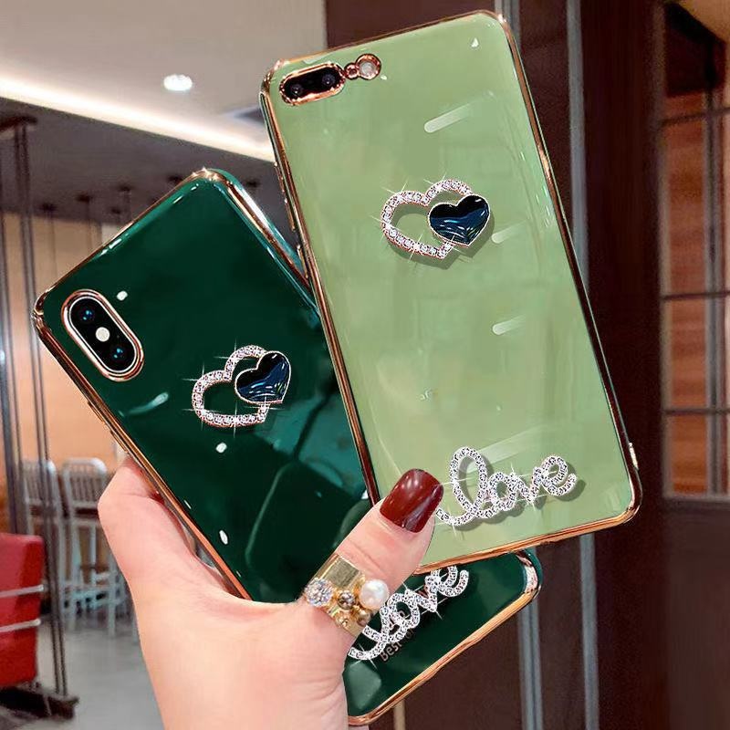 Ốp Điện Thoại Mềm Mạ Hình Trái Tim Lấp Lánh Cho Realme 8i 9i 9 Pro Plus C35 7 5 6 Pro