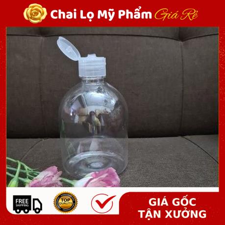 Chai Chiết Mĩ Phẩm ❤ RẺ VÔ ĐỊCH ❤ Chai nhựa pet nắp bật 500ml Thân Lùn đựng gel chiết mỹ phẩm , phụ kiện du lịch