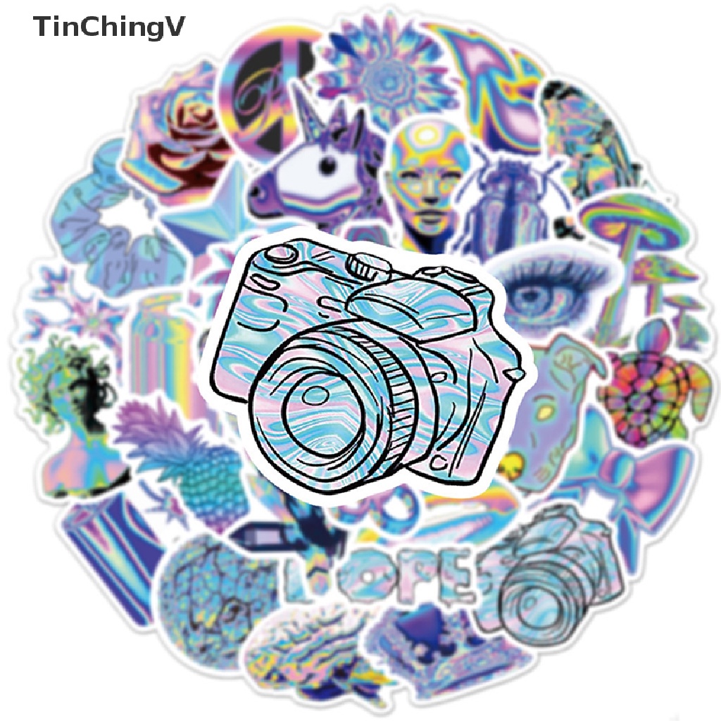 Bộ 50 Miếng Dán Holographic Dùng Trang Trí Quà Tặng Cho Bé Gái