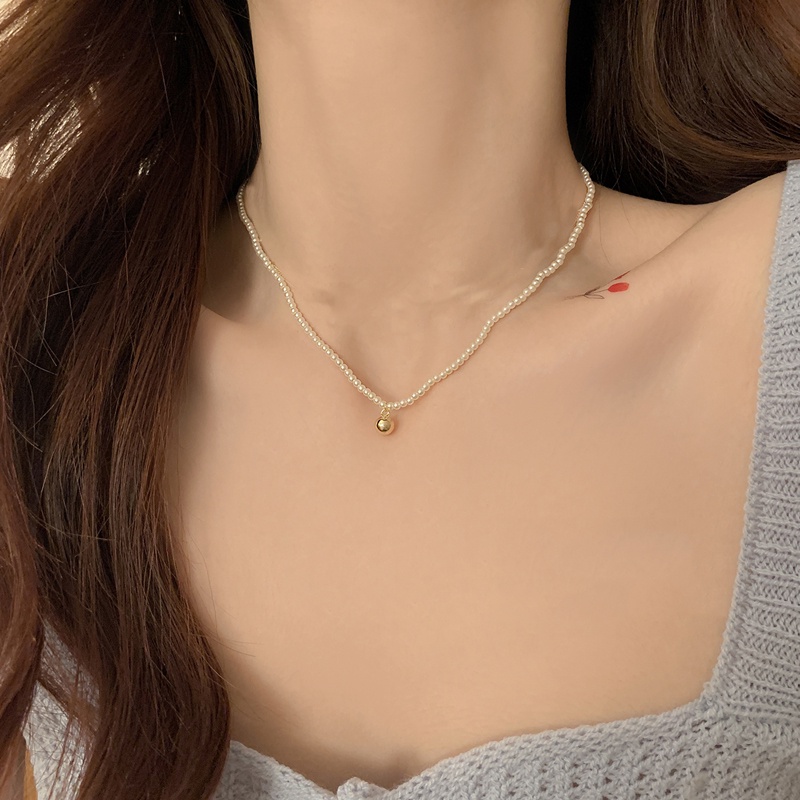 Vòng Cổ Choker Đính Hạt Ngọc Trai Tròn Màu Vàng Sang Trọng Dành Cho Nữ