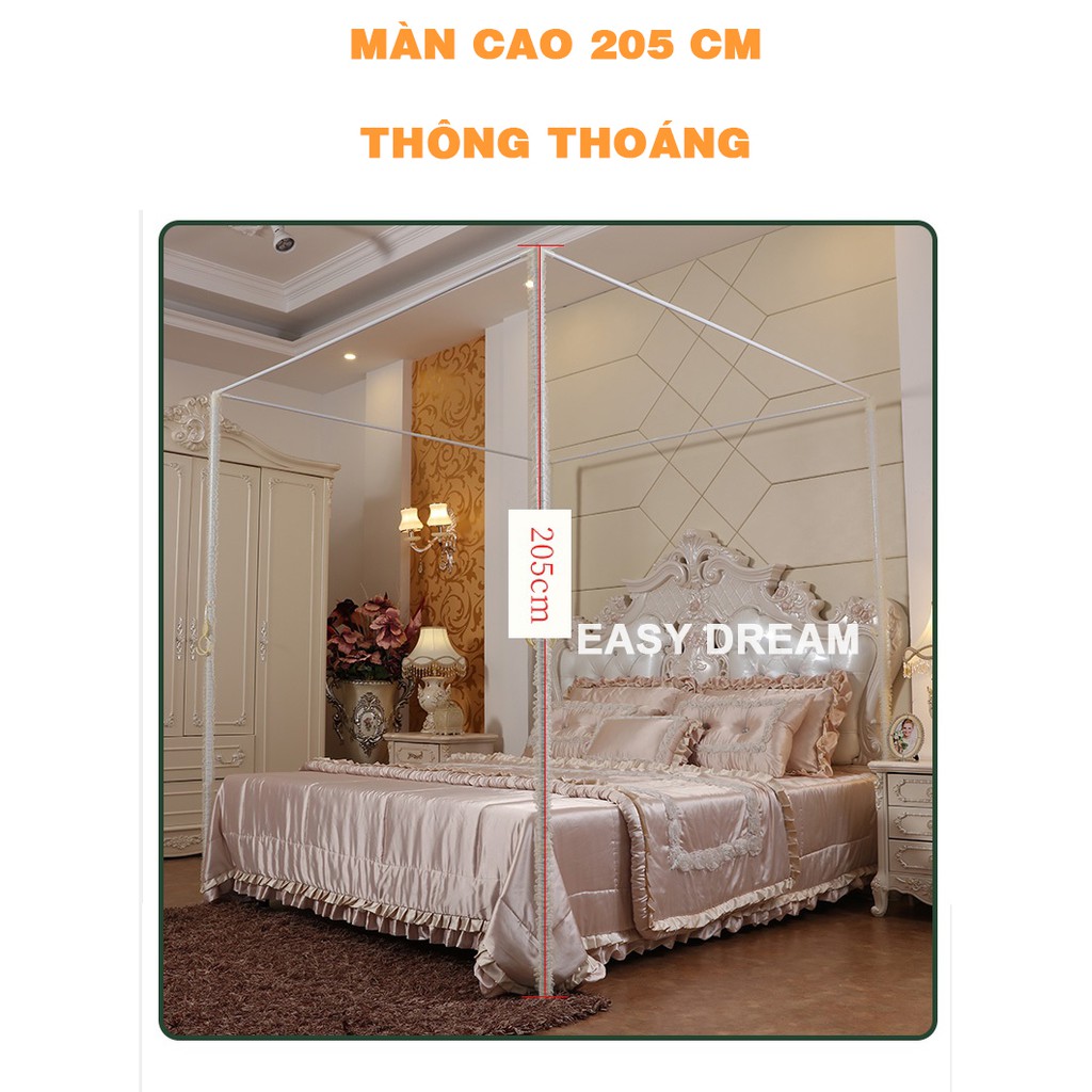 Màn mùng khung không khoan tường mùng ngủ công chúa  EASY DREAM khung inox cao cấp không gỉ - chống  muỗi côn trùng