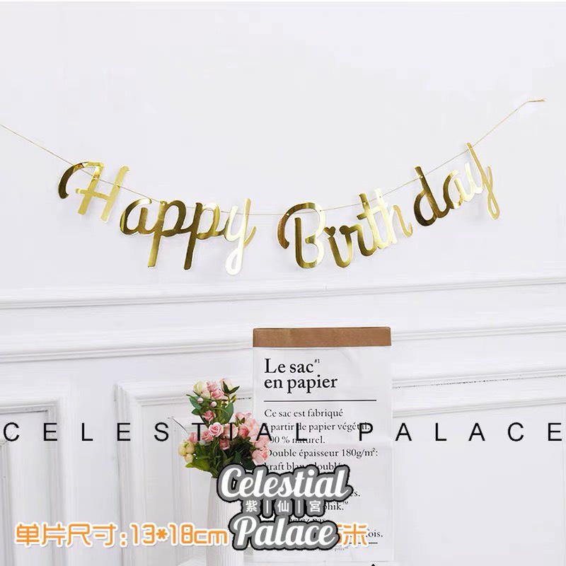 Dây chữ HPBD ép kim phản quang mừng sinh nhật chữ kiểu