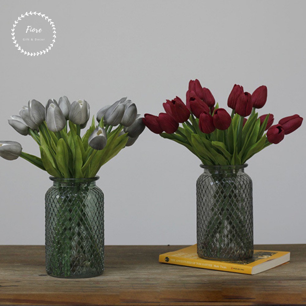 Bó 10 bông Tulip giả trang trí nhà, decor phòng khách, đạo cụ chụp ảnh, cắm lọ cực xinh