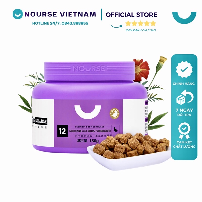 Vitamin Nourse 12 Dưỡng lông cho mèo Phục hồi lông Ngăn ngừa rụng lông NourseVietnam VN12