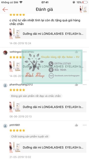 [Bill Ảnh Sau] Dưỡng Dài Mi Long4lashes Balan