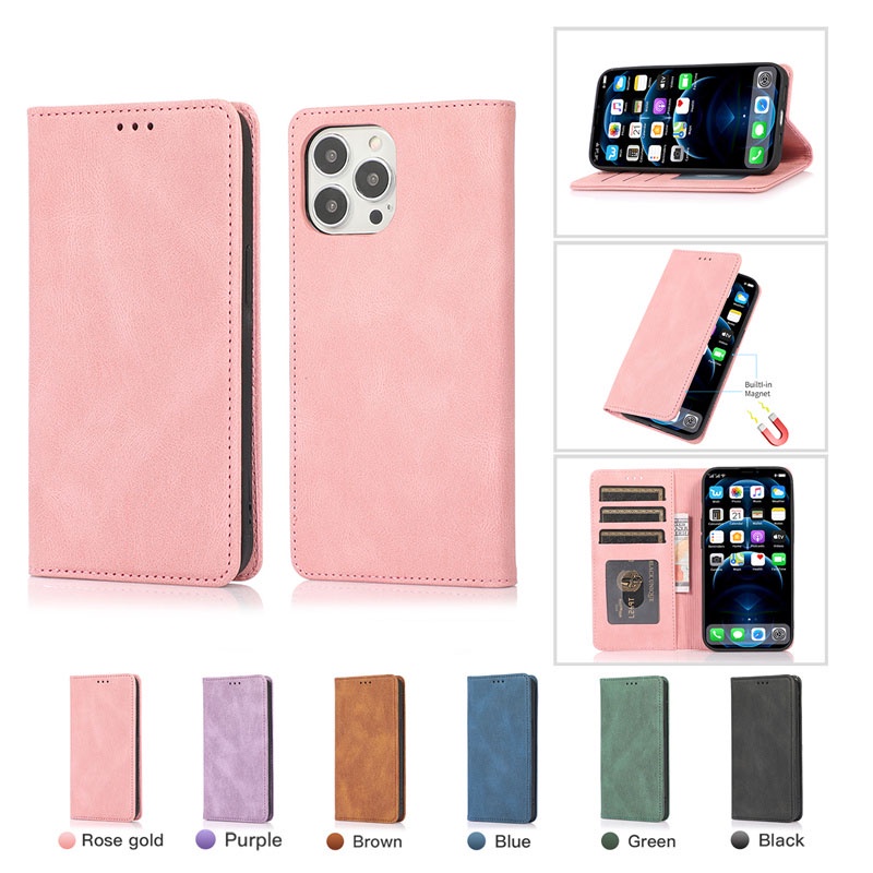 Bao da điện thoại kiểu ví gập có ngăn thẻ và giá đỡ thích hợp cho Iphone 13 Iphone 12 Iphone 11 Pro Max Apple Mini