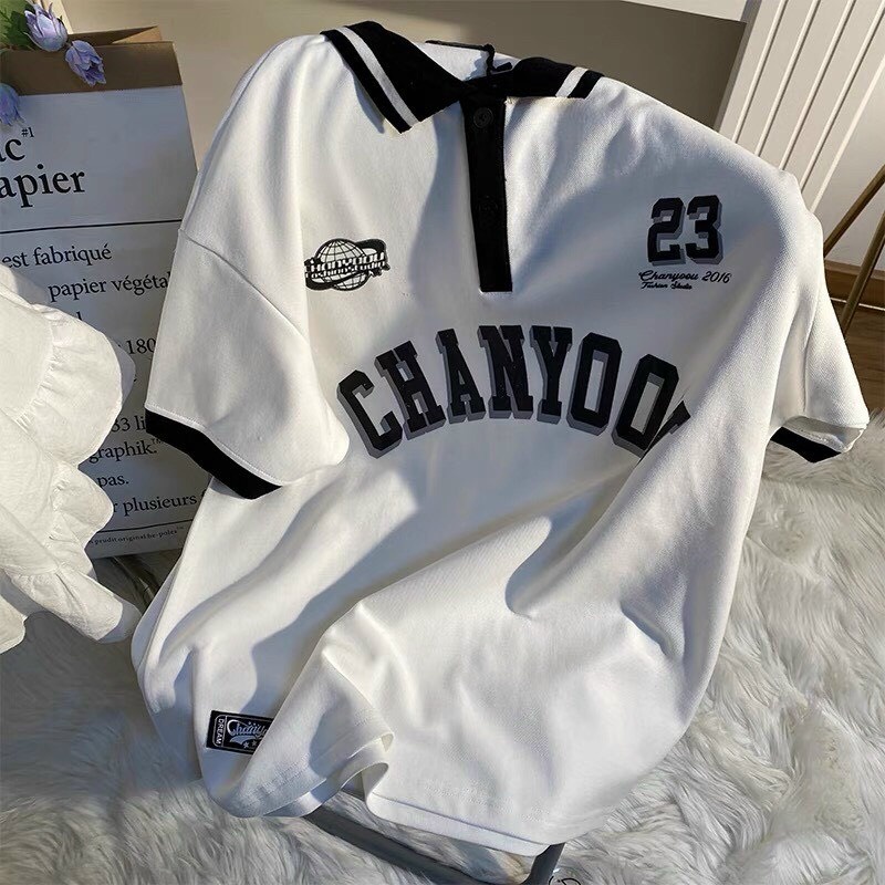 Áo Thun Polo Form Rộng Tay Lỡ Unisex Nam Nữ CHANYOOU Siêu Đẹp Camshop
