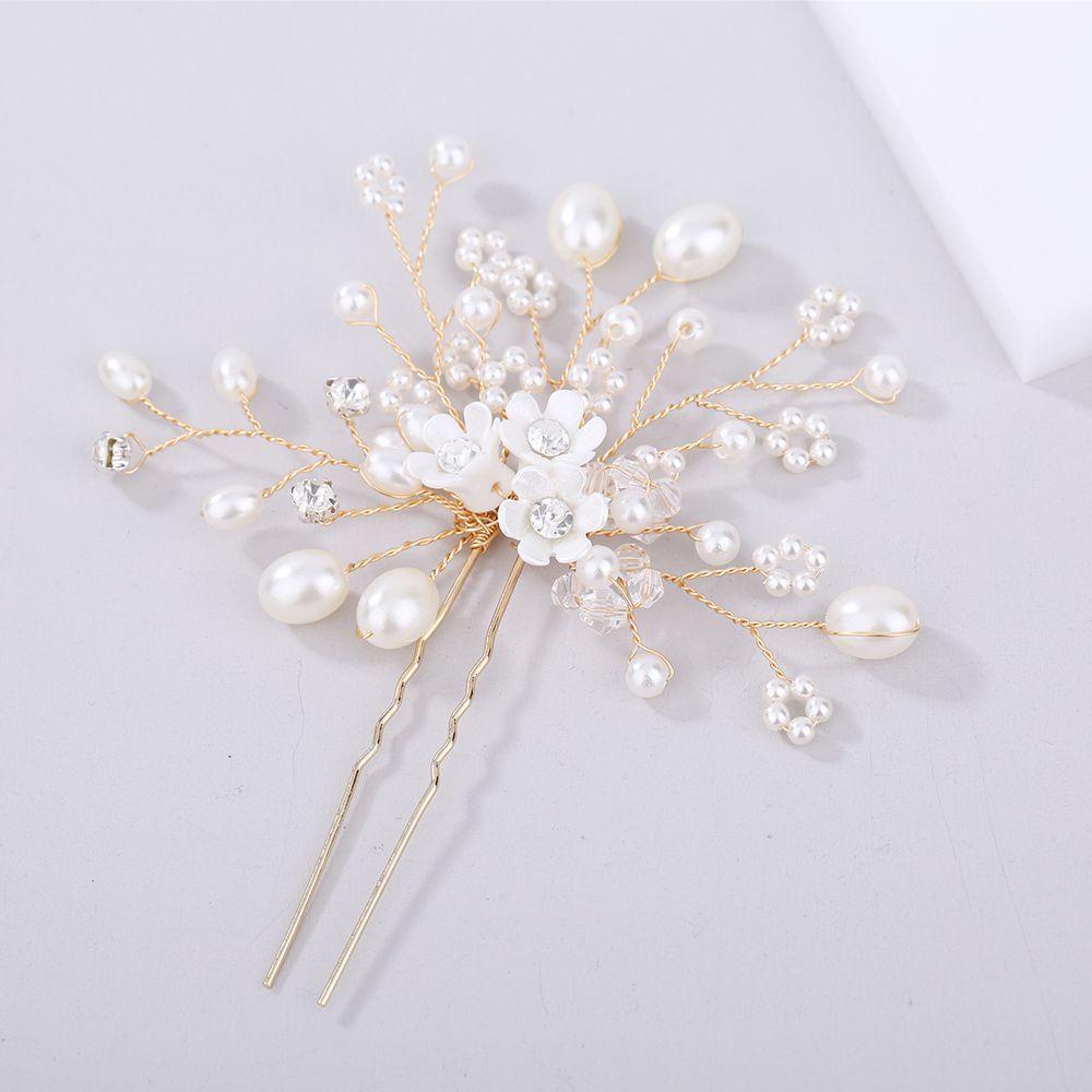 MOCHO Trâm Cài Tóc Chữ U Bằng Kim Loại Đính Hoa Thời Trang Cho Nữ