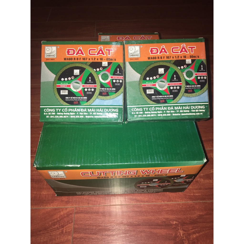 Đá cắt sắt Hải Dương xanh hộp 25 viên phi 100