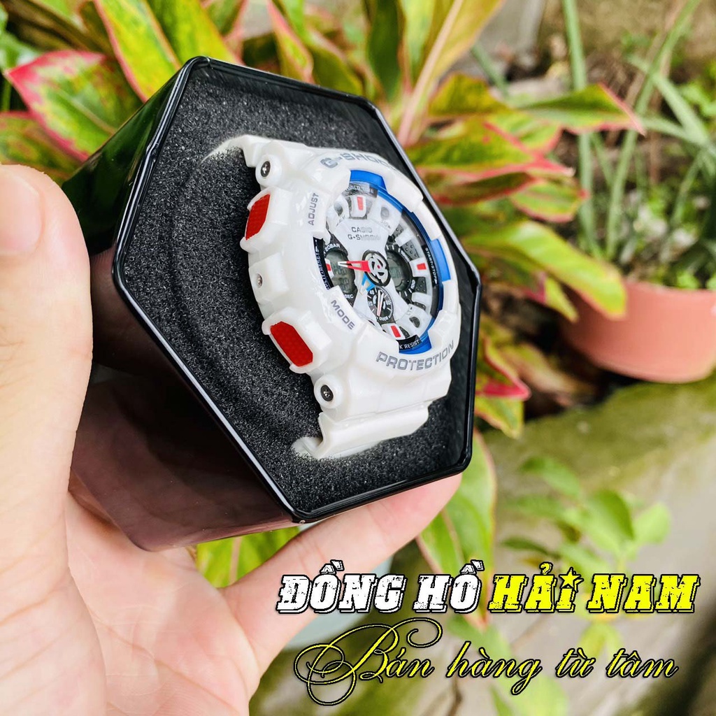 Đồng hồ nam G-Shock Hải Nam GA120 Màu Trắng Xanh,Mặt 46mm,dây cao  su thể thao nam nữ.