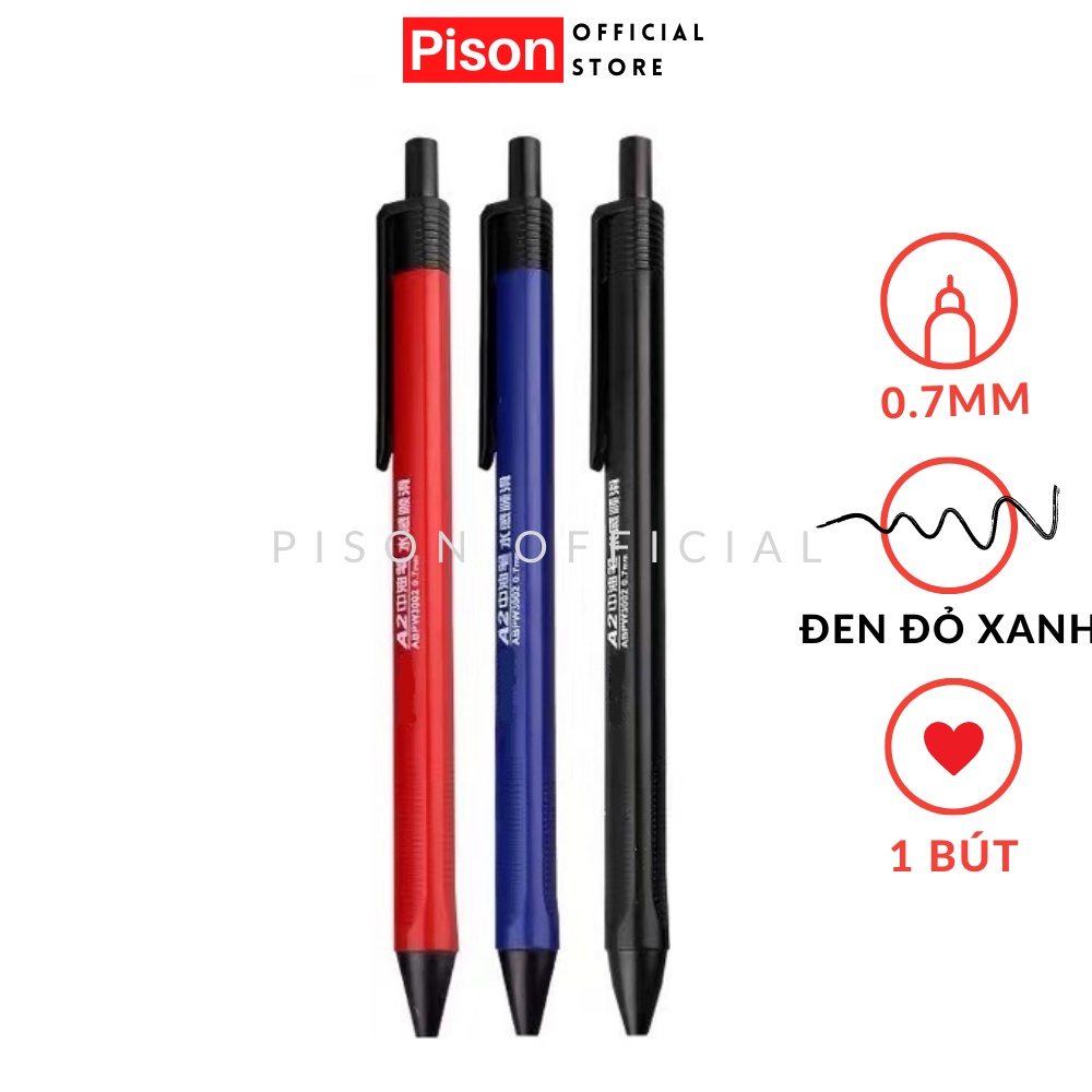 Bút bi bấm Ba cạnh nét đều đậm Pison mực nhiều màu ngòi viết 0.7mm - 1 cái