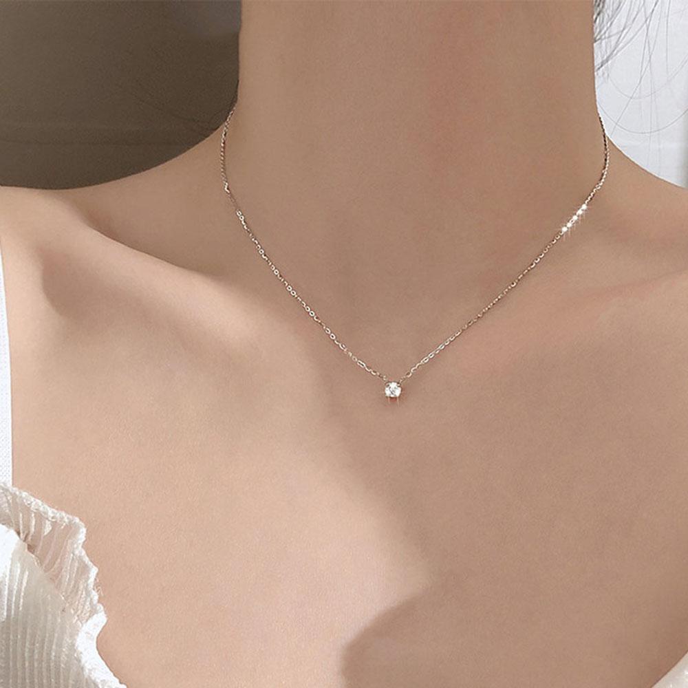 Dây Chuyền Thiết Kế Mặt Hình Học Đính Đá Zircon Thời Trang Thanh Lịch Cho Nữ