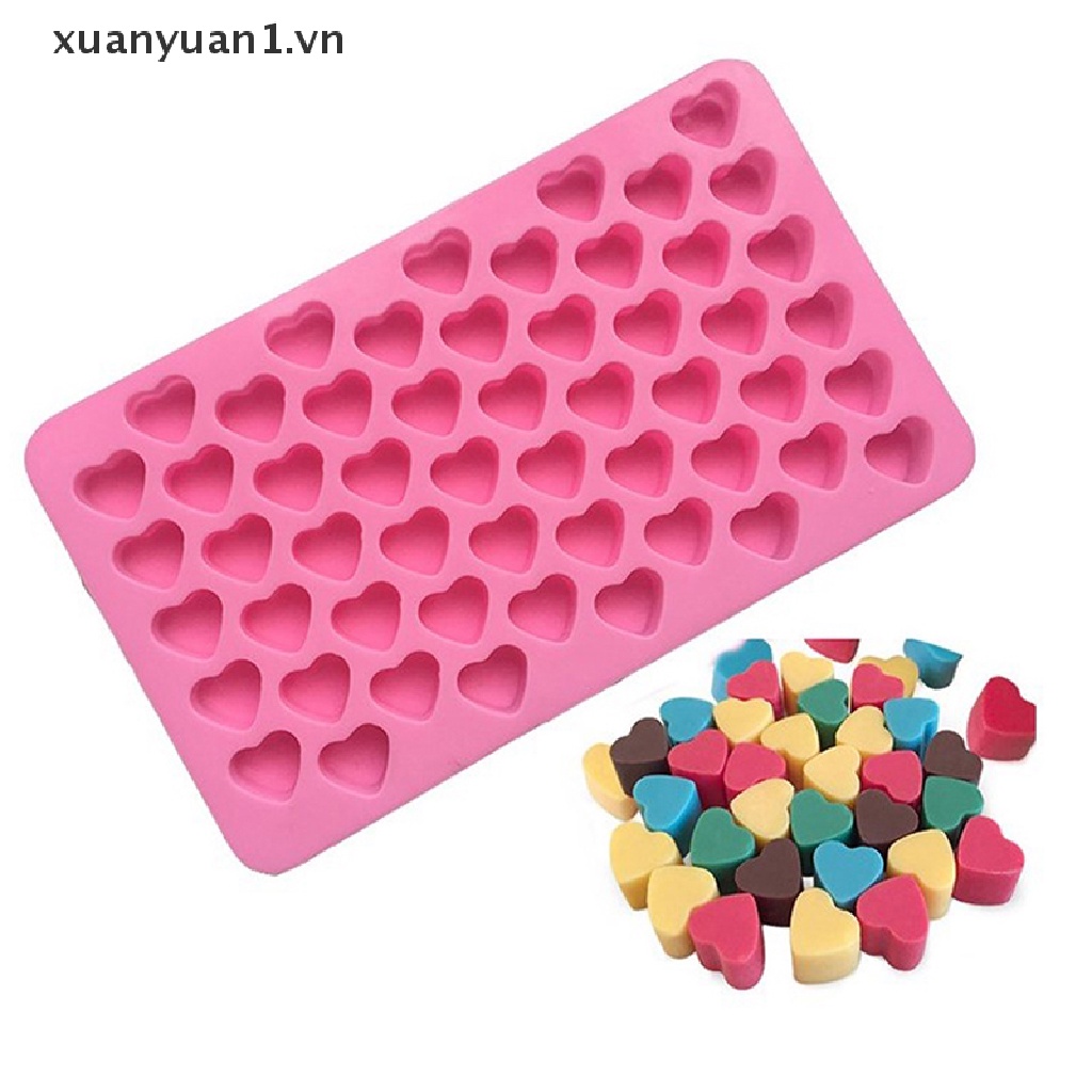 Khuôn Silicone Làm Đá / Sô Cô La 55 Ô Trái Tim Mini