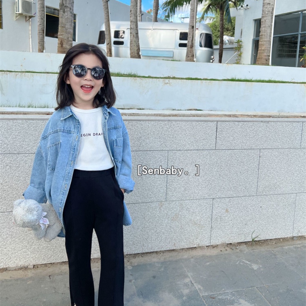 Áo Sơ Mi Denim Dài Vừa Vặn Thời Trang Xuân Thu Mới 2022 Cho Bé